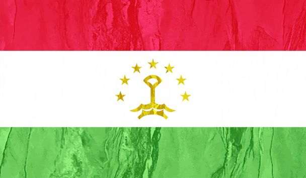 Bandeira do Tajiquistão com textura grunge ondulante. Fundo vetorial. - Vetor, Imagem