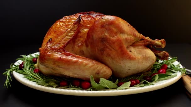 Roasted turkey, dolly shot, shallow focus - Footage, Video