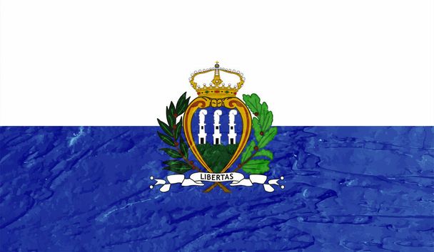 San Marino zászló hullámzó grunge textúrával. Vektorháttér. - Vektor, kép