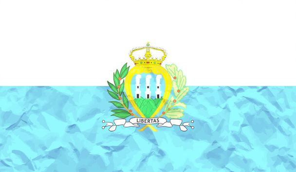 San Marino Flagge mit wehendem Grunge. Vektorhintergrund. - Vektor, Bild