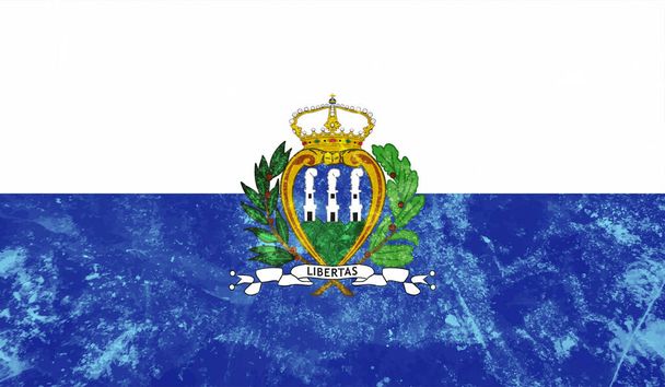 San Marino zászló hullámzó grunge textúrával. Vektorháttér. - Vektor, kép