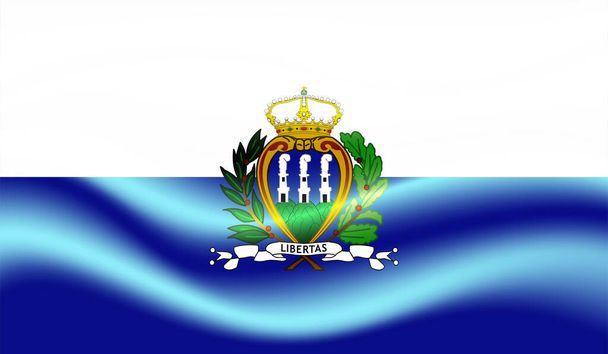 Bandiera San Marino con grunge sventolante. Sfondo vettoriale. - Vettoriali, immagini