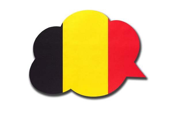 3d Sprechblase mit belgischer Nationalflagge isoliert auf weißem Hintergrund. Symbol des Landes. Sprechen und lernen Sie die belgische Sprache. Weltkommunikationszeichen. - Foto, Bild