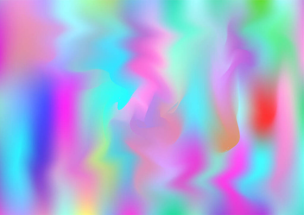 Минимальное голографическое знамя. Рейнбоу овертайм. Neon Paper Overlay, 80s, 90s Music Wallpaper Fluorescent Holographic Dreamy Girlie Horizontal Background Unfocused Girlie Foil Holo Tal. - Вектор,изображение