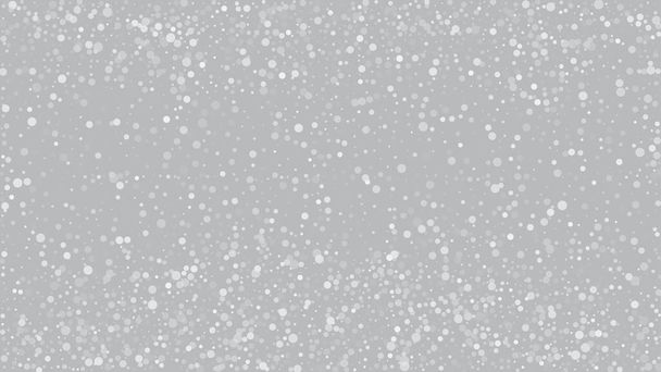 Falling Snow on Gray, Vector. Winter Holidays Storm Background. Falling Snowflakes, Night Sky. Advertising Frame, New Year, Christmas Weather. Elegant Scatter, Grunge White Glitter. Cold Falling Snow - Vector, Image