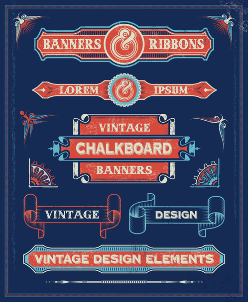 vintage πανό και στοιχεία σχεδιασμού κορδέλα. - Διάνυσμα, εικόνα
