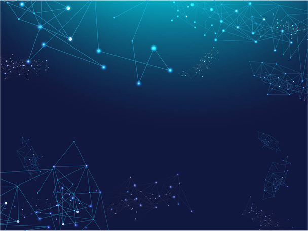 Galaxy NetScience Design, Network Connection Big Data Information, Triangle Network Nodes Вузли пов'язані з Plexus Vector Background. Blue Technology Space, Internet Cyberspace Data Concept. - Вектор, зображення