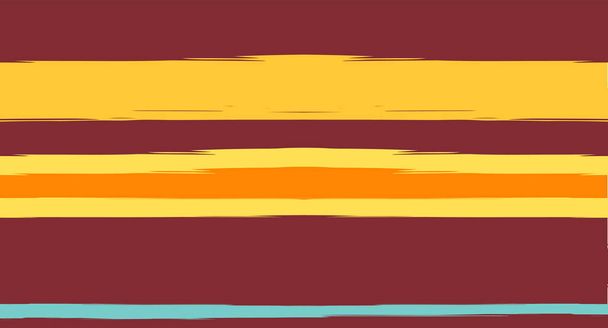 Oranssi, Brown Nice Saumaton Summer Pattern, vektori akvarelli Sailor Stripes. Vaaka Harjanvedot Retro Vintage Grunge tekstiili vaatteet suunnittelu. Mustemaalattu Doodle Trace, geometriset kappaleet - Vektori, kuva