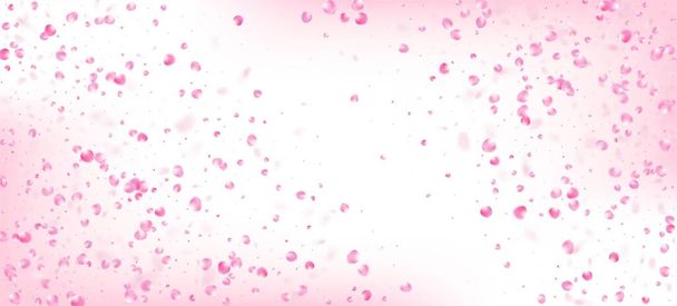Роза Петалс Падає Конфетті. Noble Rich VIP Pastel Texture Японська колекція сакури Rose Cherry Petals Frame. Вінді залишає Confetti Border. Цвітіння косметики сприяє прекрасному квітковому фону. - Вектор, зображення