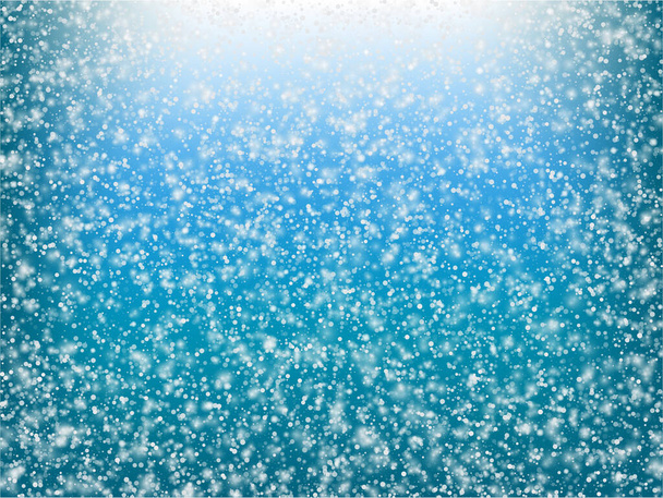 Winter Holidays Falling Snow Vector Tausta. Joulu, uudenvuoden juhla lumihiutaleet kuvio. Realistinen lentävä lumi, Myrskyn taivasvaikutus. Talvi mainos koristelu. Talvilomat Snow Confetti sinisellä - Vektori, kuva