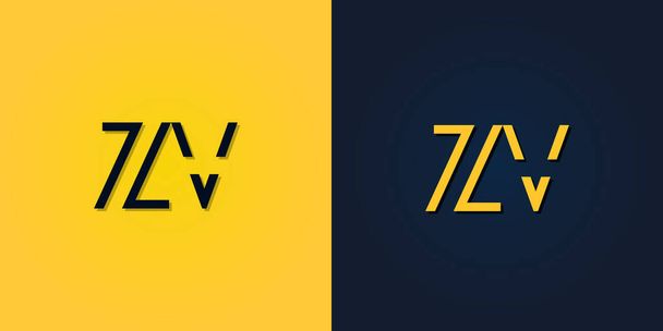 Minimalista abstrato letra inicial logotipo ZV. Este logotipo incorpora com letra abstrata na maneira criativa.Será apropriado para que empresa ou marca começar aqueles inicial. - Vetor, Imagem