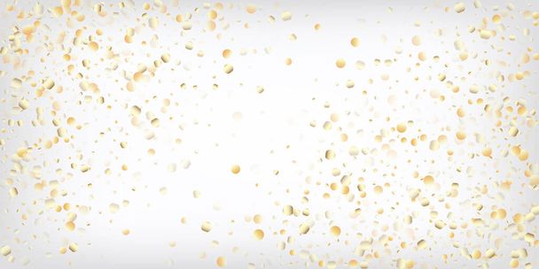 Gold, Silver VIP Flying Bokeh Confetti. Elegant Luxury New Year Christmas Garland Vector Background. Rich Gold, Silver Lights, Sparkles, Gradient Tinsel Confetti. Sparkling Winter Foil. - Vector, Image