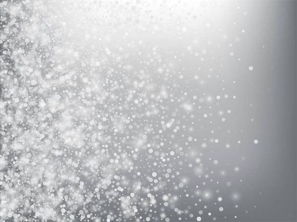 Düşen Kar Konfeti Kış Vektör Arkaplanı. Noel, Yeni Yıl Kutlaması Kar Taneleri Şablonu. Gerçekçi Uçan Kar, Fırtına Gökyüzü Efekti. Kış Reklam Dekorasyonu. Yağan Kar Konfeti Gri Üzerine - Vektör, Görsel