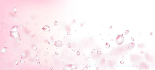 Confettis de pétales de cerise Sakura. Texture magique Premium élégante. Falling Japanese Sakura Rose Cherry Petals Design. Blooming Cosmetics Ad Beau fond floral. Feuilles venteuses Confetti Frame. - Vecteur, image