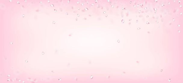 チェリーさくらペタルコンフェッティ。ウィンディはコンフェッティポスターを残す。空飛ぶ日本のさくらさくら花びらの境界線。開花化粧品広告美しい花の背景。エレガントなリッチVIPマジックテクスチャ. - ベクター画像