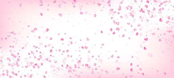 Rosenblätter fallen Konfetti. Fallende japanische Sakura Cherry Rose Petals Border. Noble Rich VIP Aquarell Textur. Windy Leaves Confetti Banner. Blühende Kosmetik Ad Elegante Blume Hintergrund. - Vektor, Bild