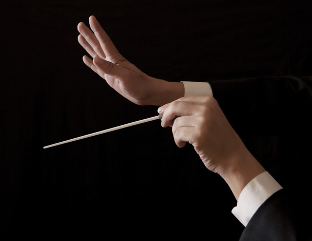  Musiikki miesohjaaja holding stick
 - Valokuva, kuva