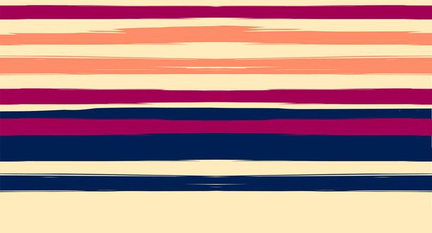 Oranžová, Brown Nice Seamless Summer Pattern, Vector Watercolor Sailor Stripes. Horizontální tahy štětcem Retro Vintage Grunge Textilní módní design. Rukopis malované čmáranice, geometrický nerovnoměrný tisk - Vektor, obrázek