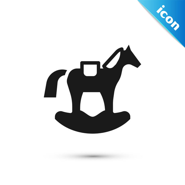 Grey Wooden horse in saddle swing for little children icon isolated on white background.  Vector. - Vektor, Bild