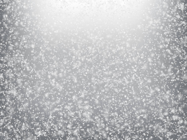 Winter Holidays Falling Snow Vector Background. Christmas, New Year Celebration Snowflakes Pattern. Realistic Flying Snow, Storm Sky Effect. Winter Ad Decoration. Winter Holidays Snow Confetti On Gray - Vector, Image