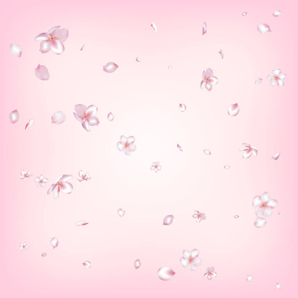 Sakura Cherry Blossom Confetti. Kvetoucí kosmetika Ad Noble květinové pozadí. Padající japonský prapor kvítků třešňové růže Sakura. Ženská bohatá VIP něžná textura. Větrné listy Konfetti Design. - Vektor, obrázek