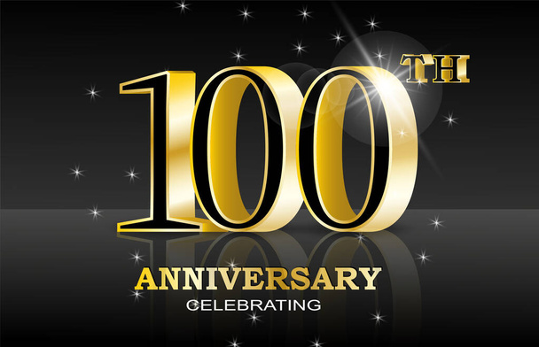 100th anniversary celebration. Abstract design for concept design. Happy birthday concept. Web banner. 3d vector. Shiny party background. Birthday date concept. - Vector, Image