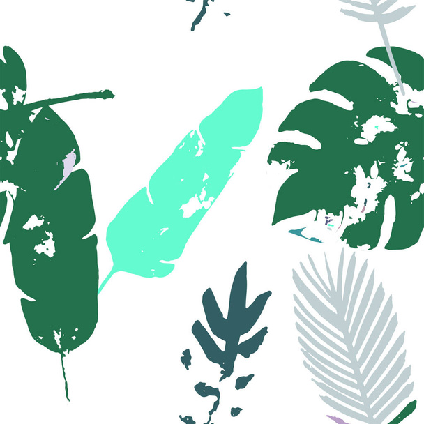 Пальма, банановые листья, коричнево-зеленый экзотический цветочный принт Хаки. Прохладный цыпленок покидает лето. Мужской ретро фон. Экзотический безшерстный текстиль - Вектор,изображение