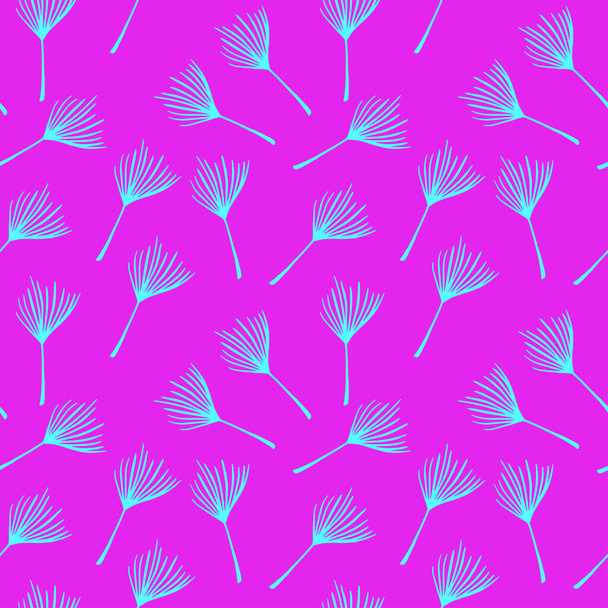 ファンキーなトロピカルベクターシームレスなパターン。花の背景を描く。エレガントな男性シャツ女性のドレステクスチャ。涼しい夏の繊維。タンポポバナナは羽を残す｜Monsteraトロピカルシームレスパターン. - ベクター画像