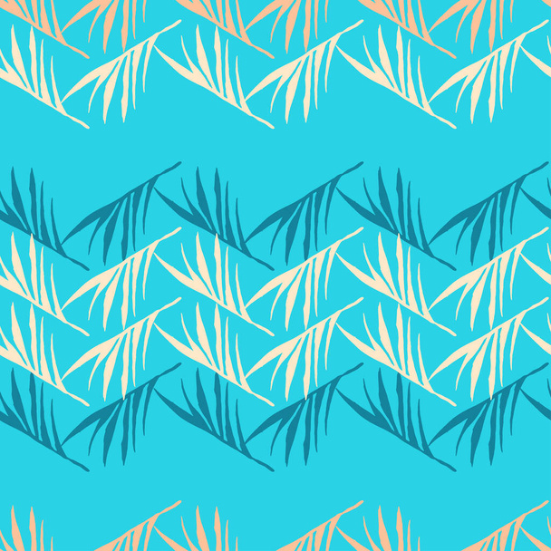 Hipster Tropical Vector Seamless Pattern. Painted Floral Background. Beautiful Male Shirt Female Dress Texture. Nice Summer Fabrics. Banana Leaves Monstera Dandelion Feather Tropical Seamless Pattern. - Vector, Image
