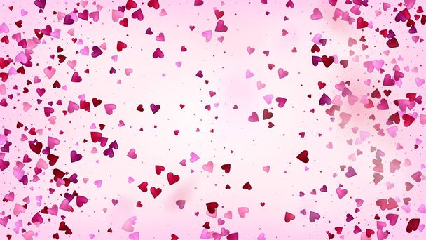 Realistic Hearts Vector Confetti. Valentines Day Wedding Pattern. Beautiful Pink Design Valentines Day Decoration with Falling Down Hearts Confetti. Modern Gift, Birthday Card, Poster Background - Vector, Image