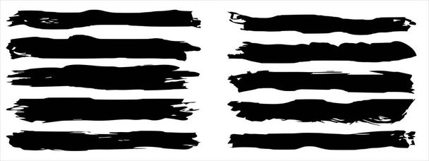 Συλλογή της καλλιτεχνικής grungy μαύρο χρώμα χέρι έκανε δημιουργική πινελιά εγκεφαλικό επεισόδιο που απομονώνονται στο παρασκήνιο. Μια ομάδα από αφηρημένα σκίτσα grunge για την εκπαίδευση του σχεδιασμού ή γραφική διακόσμηση τέχνη 3d εικονογράφηση - Φωτογραφία, εικόνα