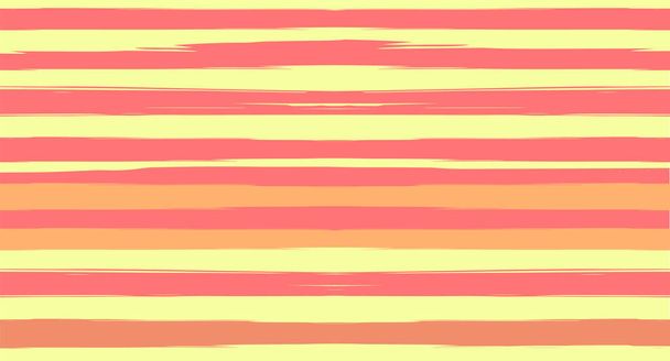 Oranžová, Brown Vector akvarel Námořní pruhy Roztomilý bezešvé letní vzor. Ročník Retro Grunge Fabric Módní design Horizontální tahy štětcem. Ručně malované inkoust stopy, mužské nebo ženské oblečení - Vektor, obrázek