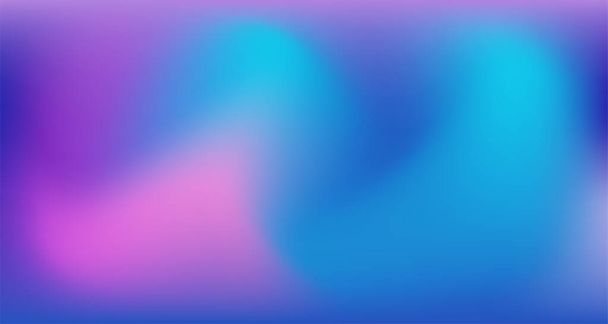 Blue Purple Pink Digital Gradient Background. Iridescent Noble Vector Color Overlay. Elegant Colorful Vibrant Unfocused Horizontal Banner. Fluid Neon Bright Trendy Wallpaper. 80s Glam Gradient Paper - Vector, Image