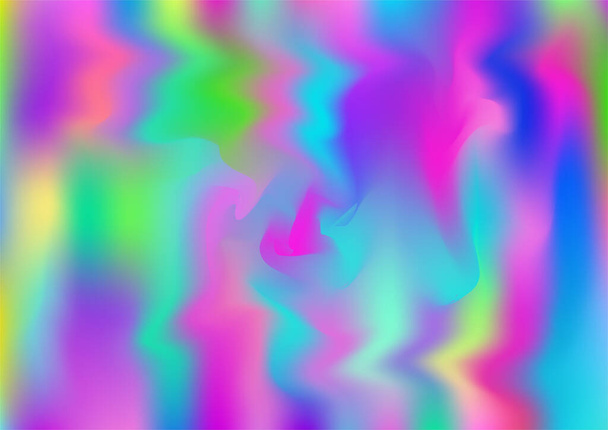 Holograph Dreamy Banner. Cobertura do holograma da sobreposição do arco-íris. Fluorescente Holográfico Líquido Glam Horizontal Papel de parede Neon Paper Overlay, 80s, 90s Música de fundo Gradiente Girlie Foil Holo Teal. - Vetor, Imagem
