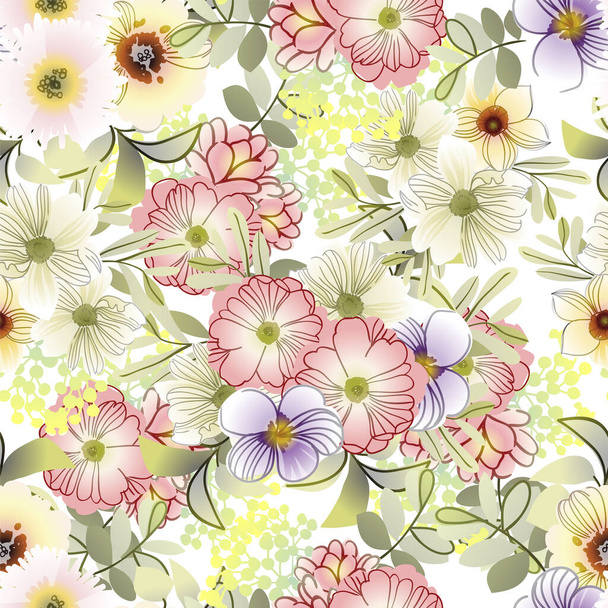 ornate floral background, seamless vector illustration - Vektör, Görsel