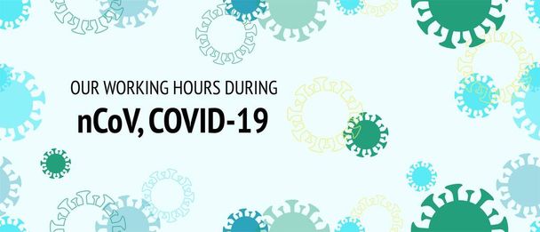 COVID 19, NCoV saatlerinde çalışıyorum. Kusursuz Corona Virüs dokusu. Düz çizgi film Coronavirus Tıbbi Tasarımı. COVID 19, NCoV saatlerinde çalışıyorum. Virüs Koruma Düz Corona Web Sayfası. - Vektör, Görsel