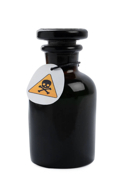 Apothecary bottle with poison isolated on white - Photo, Image