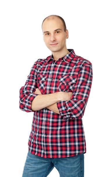 Happy young casual man portrait, isolated on white - Foto, afbeelding