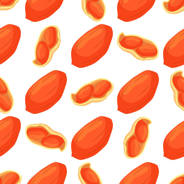 Ilustrace na téma velký vzor identické typy arašídy, matice stejné velikosti. Burákový vzor skládající se z přírodního ořechu pro barevný tisk na tapetě. Abstraktní barevný vzor z mnoha báječných oříšků. - Vektor, obrázek