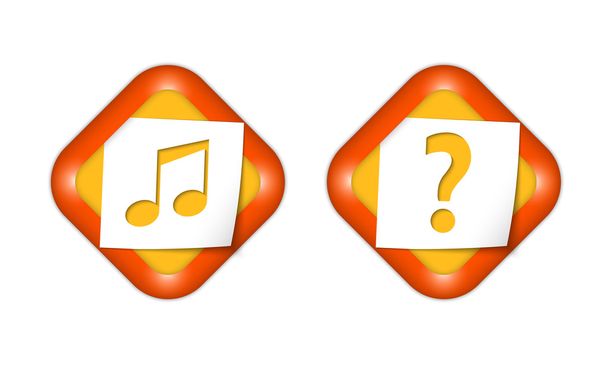 set of two icons with paper and music icon and question mark - Vector, afbeelding