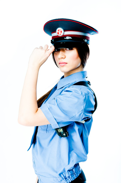 Woman in police uniform - 写真・画像