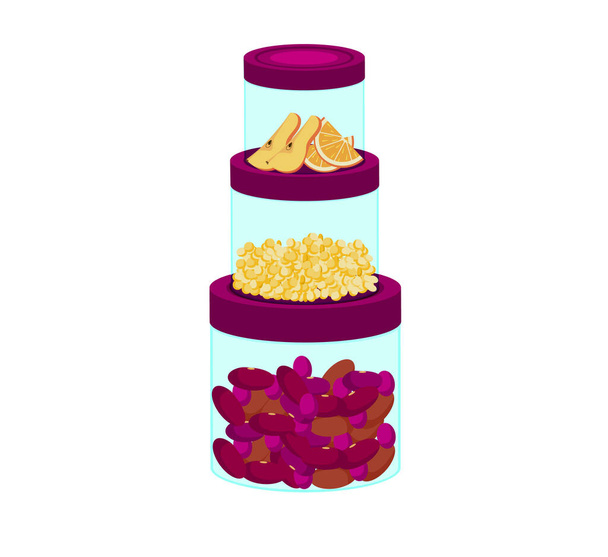  A set of containers with different products. - Vector, Image