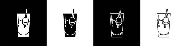Állítsa Cocktail Bloody Mary ikon elszigetelt fekete-fehér alapon. Vektor. - Vektor, kép