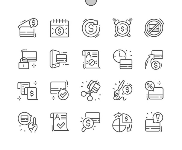 Credit. Payment period. Credit approval. Banking, commerce, finance, budget, accounting and economy. Credit cards. Pixel Perfect Vector Thin Line Icons. Simple Minimal Pictogram - Vector, Image