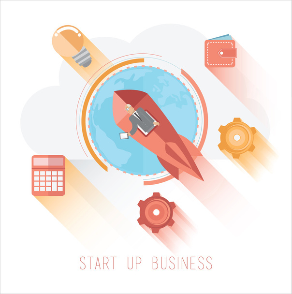 Start up business graphic with icons - Vektör, Görsel