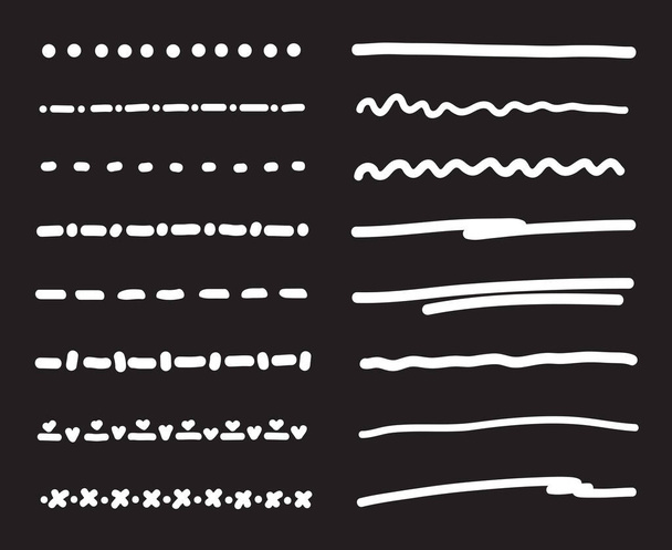 Hand drawn doodles. Abstract decorative lines. Hand drawn underlines. Elements are drawn in a linear style. Black and white illustration - Vector, Image