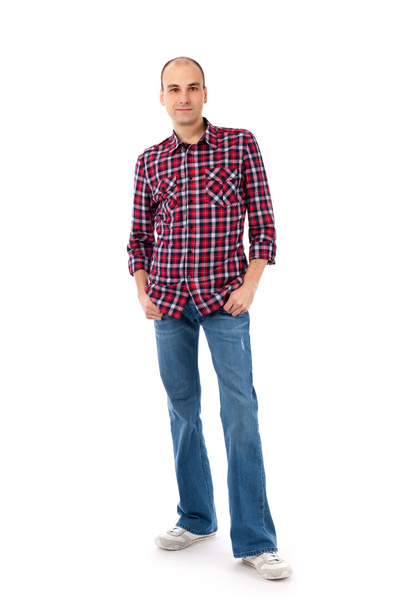 Young casual man full body isolated on white background - Fotografie, Obrázek