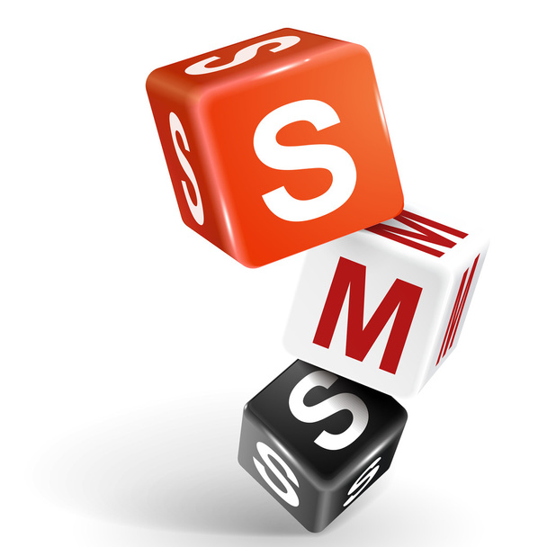3d dice illustration with word SMS - Vektor, Bild