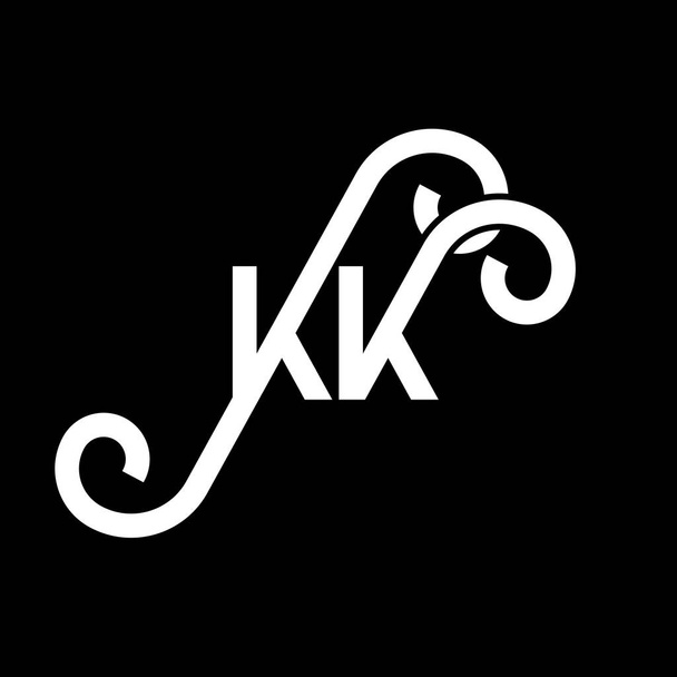 KK levél logó design fekete háttérrel. KK kreatív kezdőbetűk levél logó koncepció. KK betűtervezés. KK fehér betűtervezés fekete háttérrel. K K, k k logó - Vektor, kép