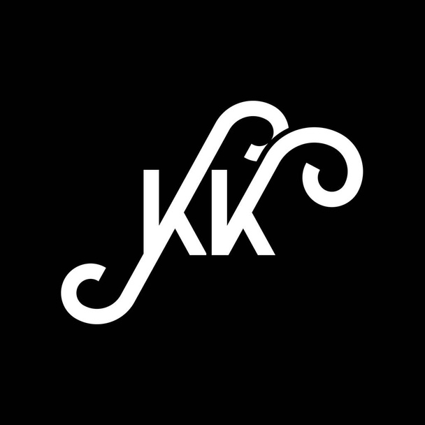 KK levél logó design fekete háttérrel. KK kreatív kezdőbetűk levél logó koncepció. KK betűtervezés. KK fehér betűtervezés fekete háttérrel. K K, k k logó - Vektor, kép